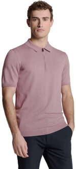 No Excess Pullover short sleeve polo zip soli mauve Roze - L