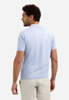 No Excess Pullover short sleeve v-polo melang blue Blauw