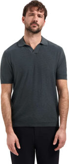 No Excess Pullover short sleeve v-polo slub dark steel Groen - XXL