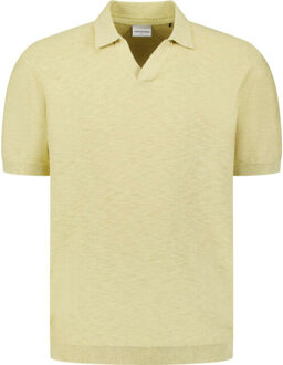 No Excess Pullover short sleeve v-polo slub yellow Geel - M