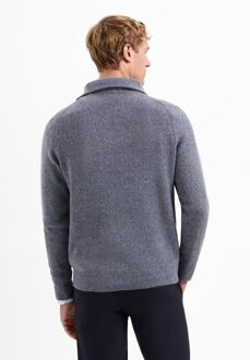 No Excess Pullover Wing Collar Half Zip Soft Woolblend Washed Blue  M Blauw