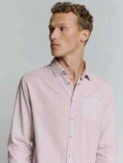 No Excess Shirt allover printed mauve - maat XXXL Roze