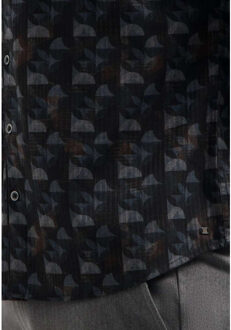 No Excess Shirt allover printed structure str night Blauw