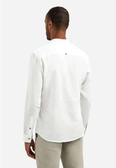 No Excess Shirt h linen granddad white Wit