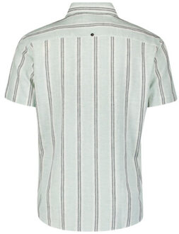 No Excess Shirt short lseeve bobby vertical stripe with linen dessin Groen