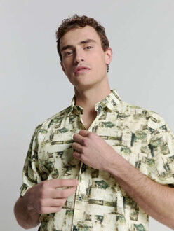 No Excess Shirt short sleeve allover printed green Groen - XXXL