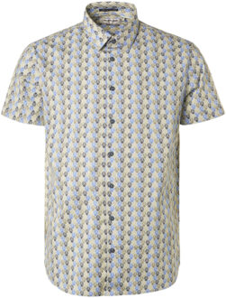 No Excess Shirt short sleeve allover printed washed blue Blauw - XXXL