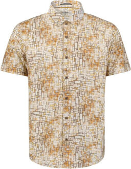 No Excess Shirt short sleeve allover printed yellow Geel - L