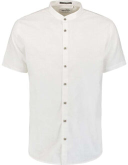 No Excess Shirt short sleeve granddad solid w white Wit - M