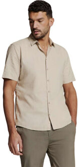 No Excess Shirt short sleeve solid with linen light desert - maat XXL Kaki