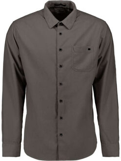 No Excess Shirt solid fine herringbone dark clay - maat L Bruin