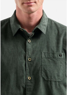 No Excess Shirt solid fine herringbone dark green Groen - XXL