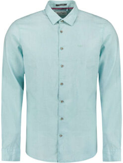 No Excess Shirt solid with linen ice Blauw - XXXL