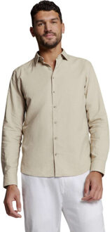 No Excess Shirt solid with linen light desert - maat XL Kaki