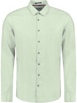No Excess Shirt solid with linen mint Groen