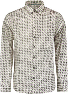 No Excess Shirt stretch allover printed aubergine Paars - M