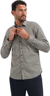 No Excess Shirt stretch allover printed black Zwart