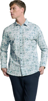 No Excess Shirt stretch allover printed chalk Grijs