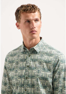 No Excess Shirt stretch allover printed dark green Groen