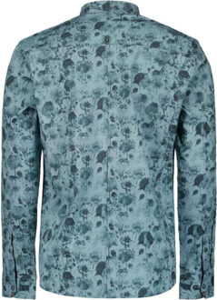 No Excess Shirt stretch allover printed deep blue - maat L Blauw