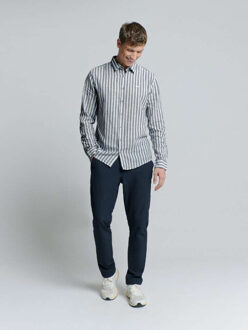 No Excess Shirt verical big stripes with line indigo blue - maat M Blauw