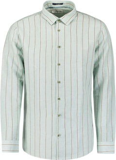 No Excess Shirt vertical stripes with linen ice - maat L Blauw