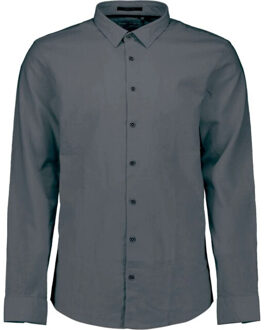 No Excess Shirt with linen dark steel - maat L Groen