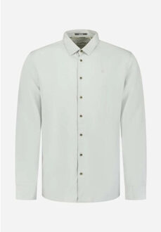 No Excess Shirt with linen dusty green Groen - XL