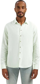 No Excess Shirt with linen seagreen Groen