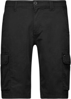 No Excess Short cargo garment dyed + stone wa black Zwart - 33