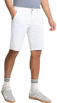 No Excess Short chino garment dyed twill stre white Wit - 35