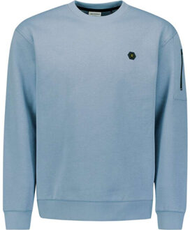 No Excess Sweater crewneck brushed inside dusty blue Blauw - XXXL