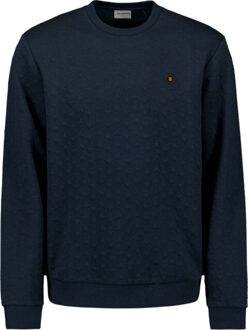 No Excess Sweater crewneck jacquard deep blue Blauw - XL