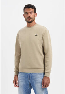 No Excess Sweater crewneck relief melange sand - maat XL Beige