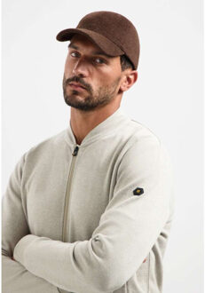 No Excess Sweater full zip college collar twi sand Kaki - XXL