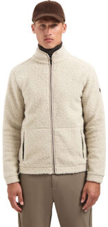No Excess Sweater full zip teddy sand - maat S Kaki