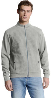 No Excess Sweater full zipper jacquard mix grey melange Grijs - XL
