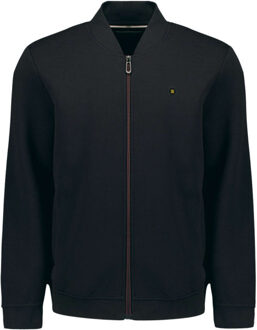 No Excess Sweater full zipper pique bomber black Zwart