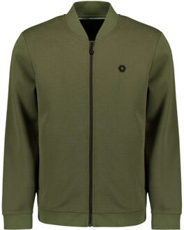 No Excess Sweater full zipper pique bomber dark moss Groen - XL