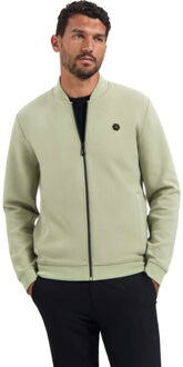 No Excess Sweater full zipper pique bomber light moss - maat L Bruin