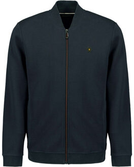 No Excess Sweater full zipper pique bomber night Blauw - XXL