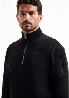 No Excess Sweater half zip brushed black Zwart - XL