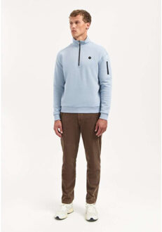 No Excess Sweater half zip brushed dusty blue Blauw - XXL