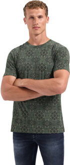 No Excess T-shirt crewneck allover printed ga dark green Groen - M