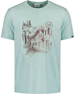 No Excess T-shirt crewneck melange chest prin ice Blauw - XL