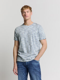 No Excess T-shirt crewneck multi coloured melange stripes dessin - maat XXXL Blauw