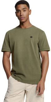 No Excess T-shirt crewneck peached dark moss Groen - XL