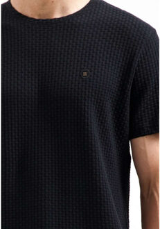 No Excess T-shirt crewneck relief jacquard bl black Zwart - S