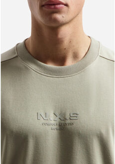 No Excess T-shirt crewneck solid heavy interl taupe Beige