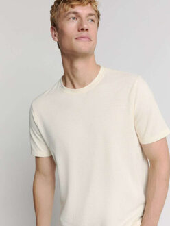 No Excess T-shirt crewneck solid relief knit offwhite Beige - M